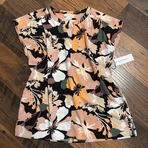 Liz Claiborne Womens Split Crew Neck Short Sleeve Blouse